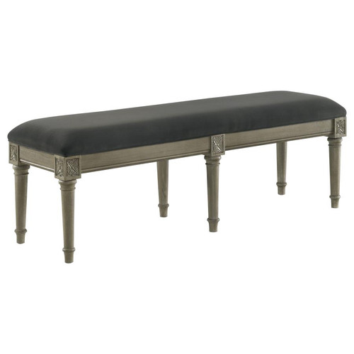 French Neoclassical Upholstered Bench French Grey