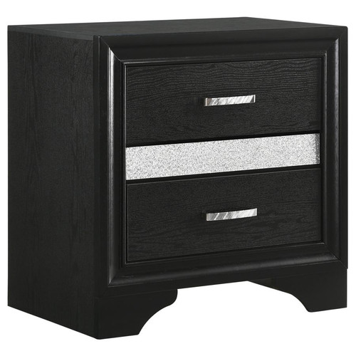 Glitz Glam 2-drawer Nightstand Black