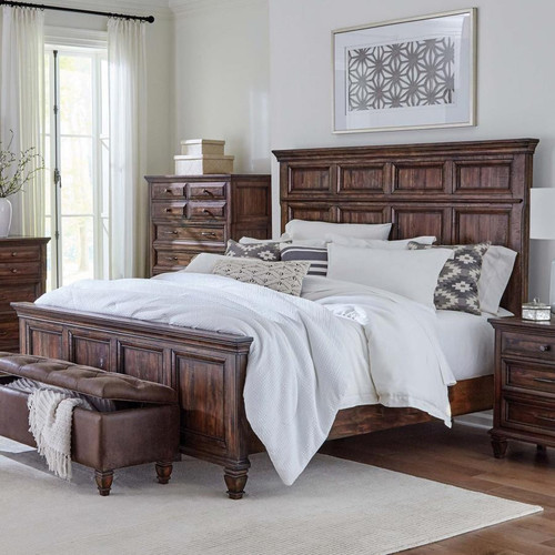 Avenue Wood Cal King Panel Bed Weathered Burnished Brown