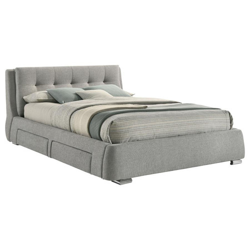 Platform Upholstered Cal King Storage Panel Bed Grey