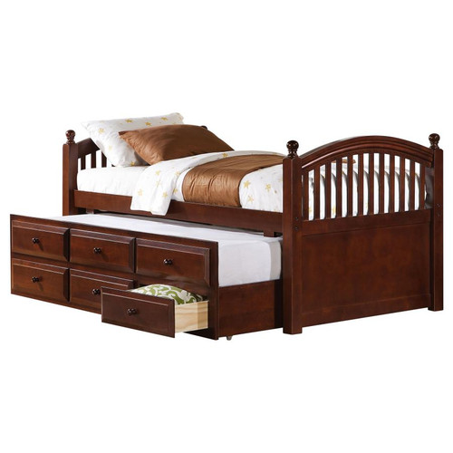 3-drawer Twin Bed with Captains Trundle Chestnut