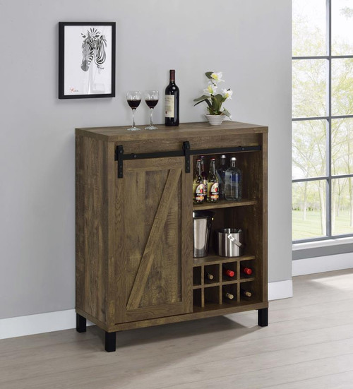 Rusric Bar Cabinet with Sliding Door Rustic Oak