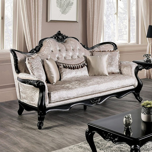 Vintage Classic Style Sofa Black/Off-White Fabric