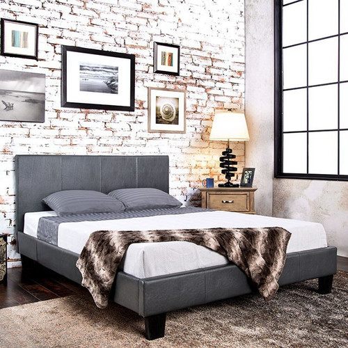 Gray Leatherette Full Size Bed Frame