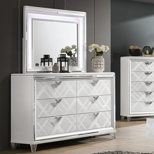 Art Deco Inspo Glam White Dresser