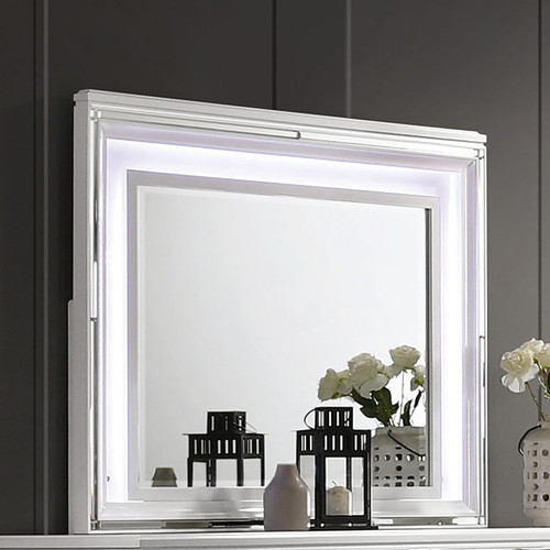 Art Deco Inspo White LED Dresser Mirror