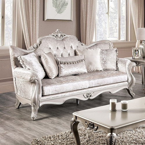 Vintage Style Off-White Sofa Crown Molding