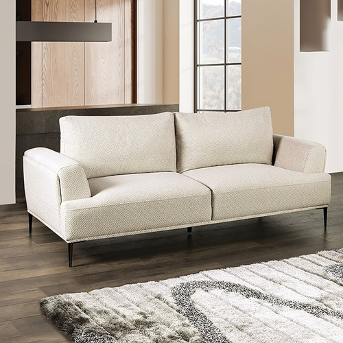 Modern Retro Beige Chenille Sofa