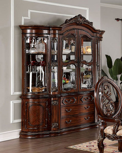 Normandy China Hutch Buffet Cabinet Brown Cherry