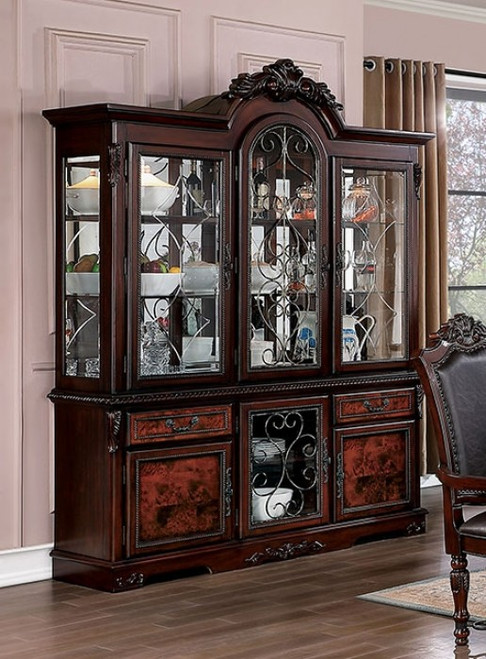 Picardy Brown Cherry China Buffet Hutch Cabinet
