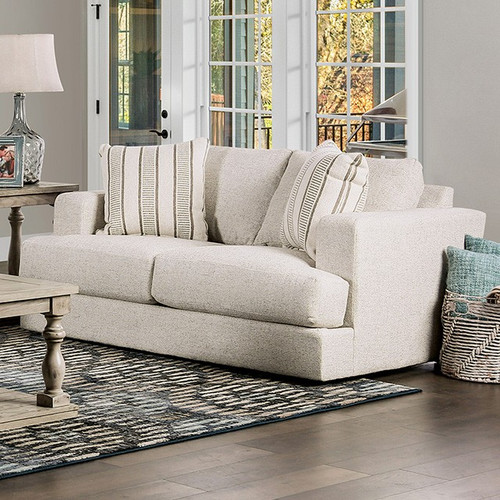 Removable Pillow Back Beige Loveseat