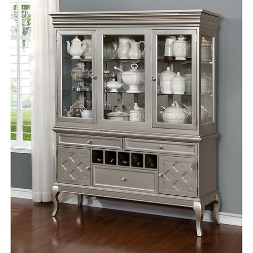 Champagne Finish China Hutch Buffet Cabinet