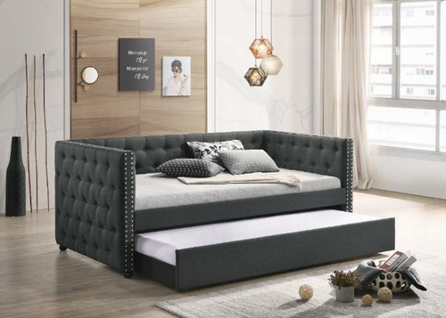Chesterfield Inspo Gray Daybed W/Trundle