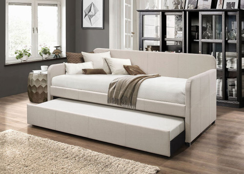 Beige Fabric Twin Size Daybed w/ Trundle