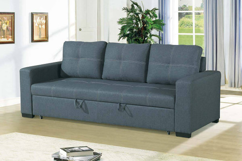Blue Grey Polyfiber Sofa Adjustable Bed