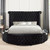 King Size Sansom Black Glam Bed Frame Button Tufted With USB