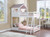Solenne White/Pink Wood Twin over Twin Bunk Bed Frame