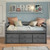 Gray Finish Daybed w/ Trundle & Storage Drawers