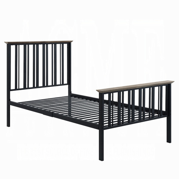 Twin Size Bed Frame Black Metal Industrial Style