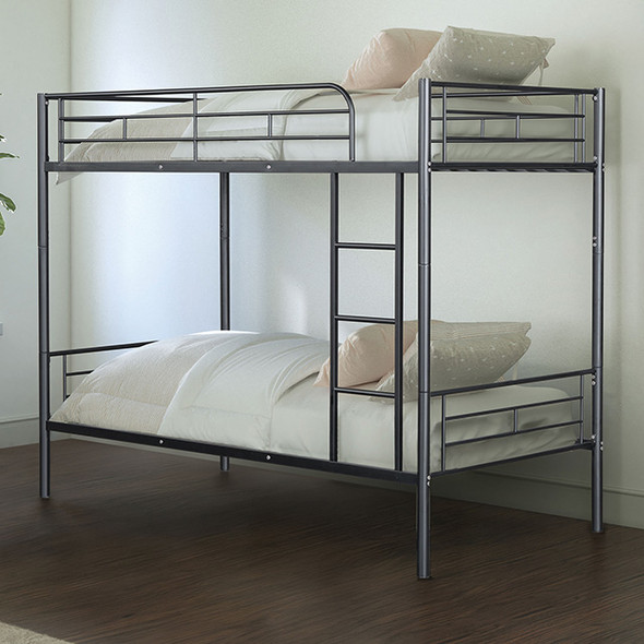 Plutus Black Finish Twin/Twin Metal BunkBed Frame