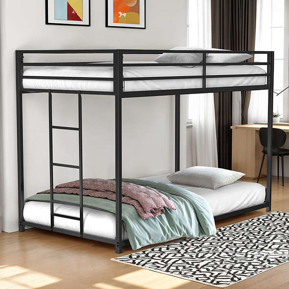 Rothwell Twin/Twin Matte Black Finish Metal Bunk Bed Frame
