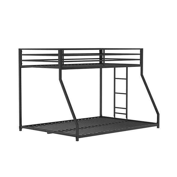 Rothwell Twin/Full Matte Black Metal Low Bunk Bed Frame