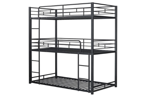 Felgu Triple Twin Metal BunkBed Black Finish Bed Frame