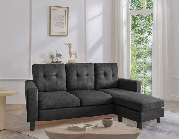 Mellone Black Reversible Chaise Couch Sofa Sectional