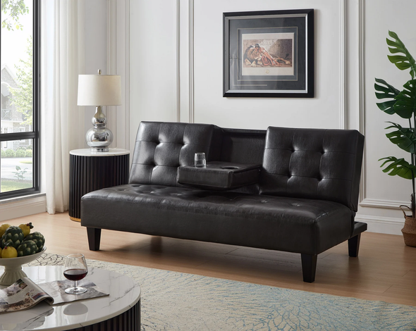 Darwen Espresso Bonded Leather Adjustable Couch Sofa Futon Sofa Bed