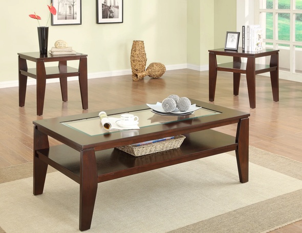 Hurdsfield Walnut Finish Coffee End Table Set 3pc
