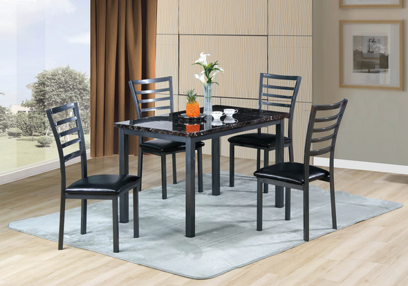 Faux Marble Veneer Top Metal Dining Table 5pc