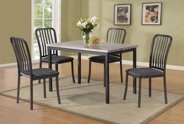 Hadsten Grey Metal Dining Veneer Top Table Set 5pc