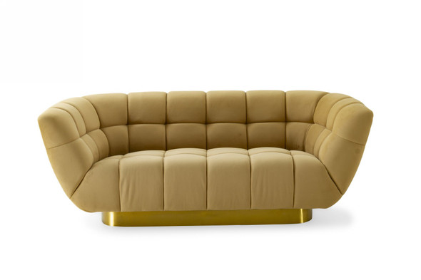 Casa Granby Glam Mustard and Gold Fabric Loveseat