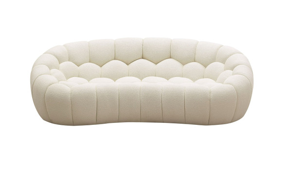 Casa Yolonda Modern Curved Off-White Fabric Loveseat