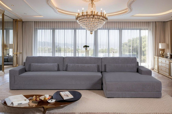 Casa Loki Modern Grey Fabric Right Facing Sectional Sofa