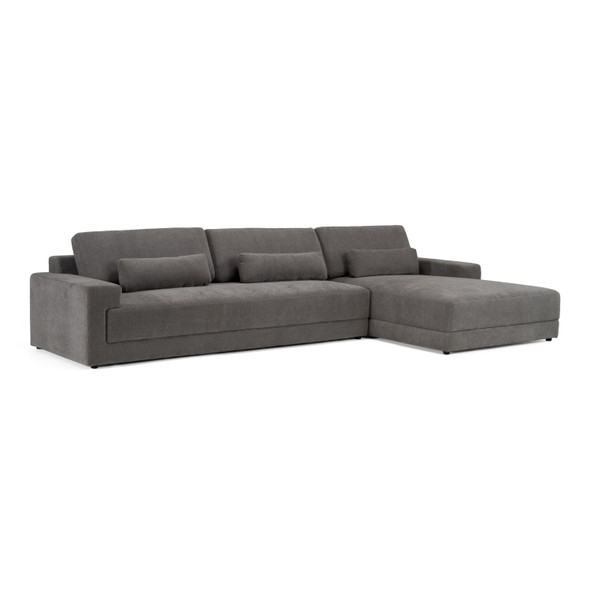 Casa Loki Modern Grey Fabric Right Facing Sectional Sofa