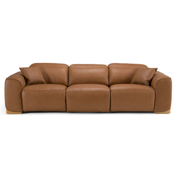 Casa Hagerty Modern Brown Leather Sofa with 2 Power Recliners