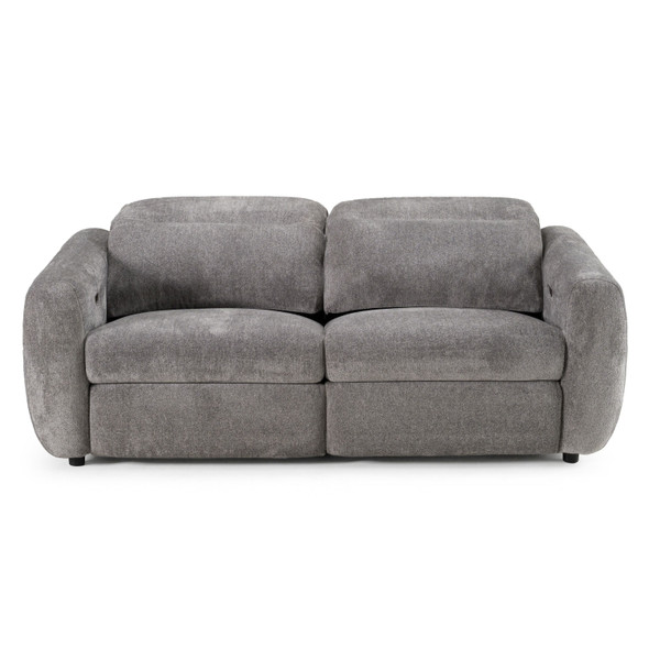 Modern Grey Fabric Couch Sofa w/ 2 Recliners