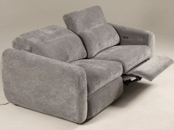 Modern Grey Fabric Couch Sofa w/ 2 Recliners