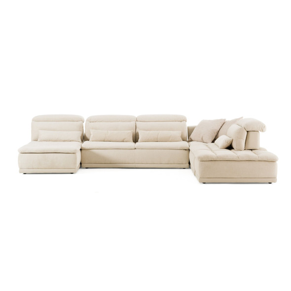 Italian Modern Beige Fabric Modular Sectional Sofa