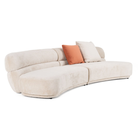 Modern Beige Fabric Curved Couch Sofa Sectional