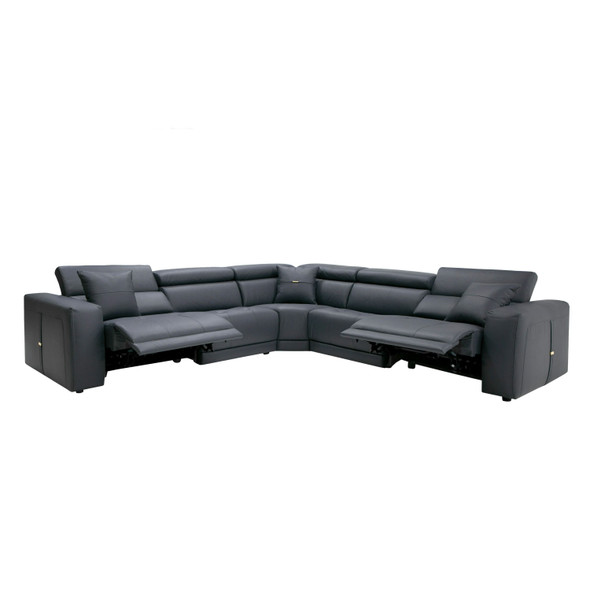 Modern Italian Grey Leather Sectional + 2 Recliners