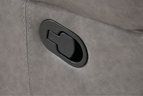 Warm Gray Drop-Down Table With Cup Holders Recliner Sofa