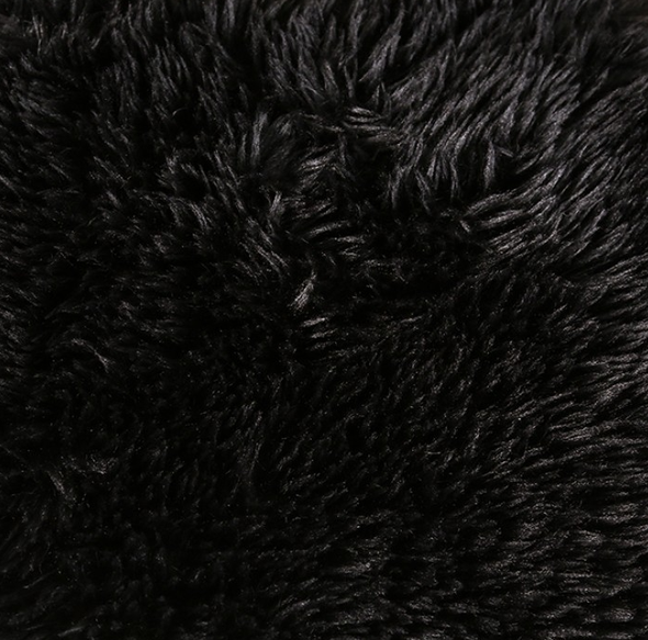 Black Faux Fur, Compressed High Density Foam Modular Design Couch Sofa Sectional