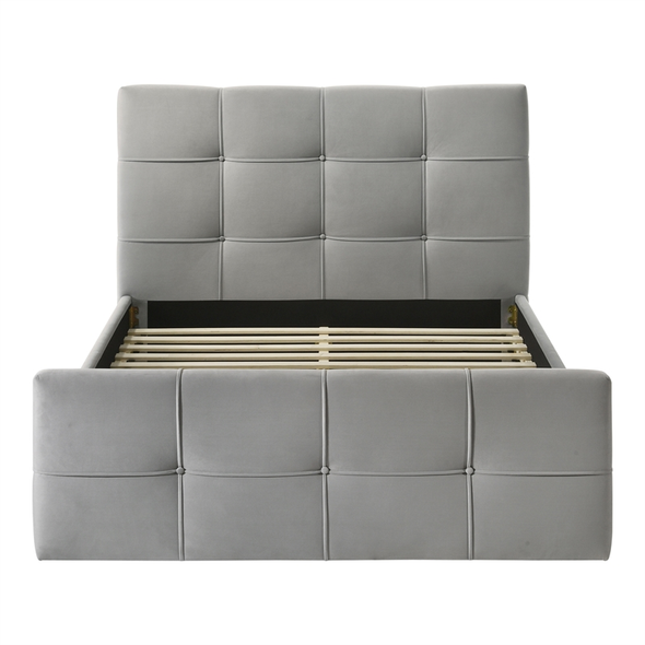 King Size Bed Frame Light Gray Fabric Platform Bed