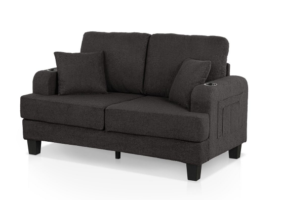 Furniture of America Dark Grey Fabric Couch Loveseat USB-A & USC-C Charging Port SL6936DG-LV-PK