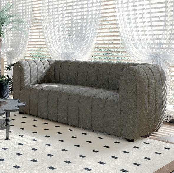 Furniture of America Charcoal Gray High Density Foam Couch Loveseat FM61002GY-LV