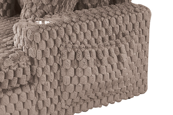 Furniture of America Light Brown Soft Faux Fur Couch Sofa Chaise Lounge SL69000LB-PK