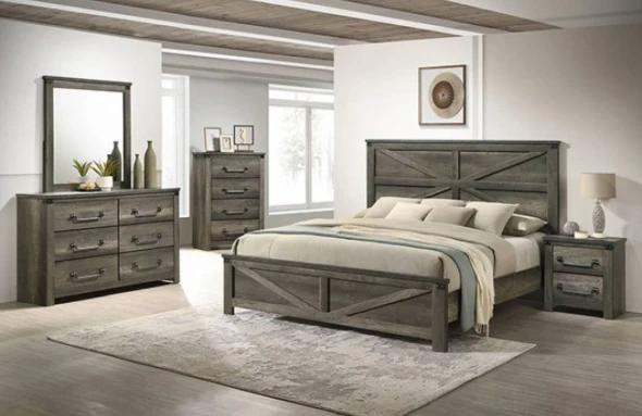 Furniture of America - Britonale E.King Bed in Rustic Gray