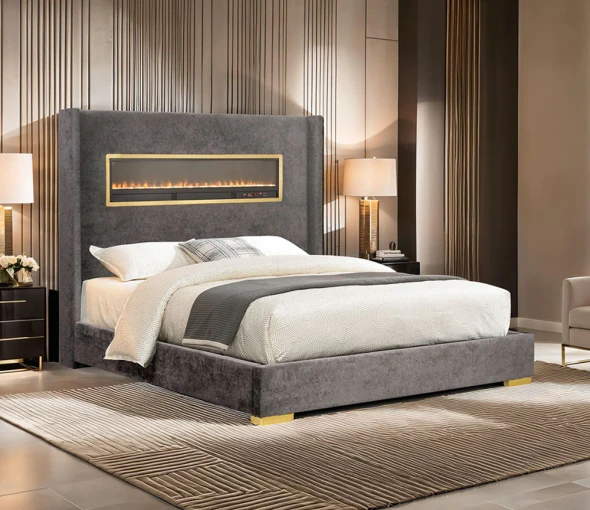 Furniture of America - Danvers E.King Bed in Gray